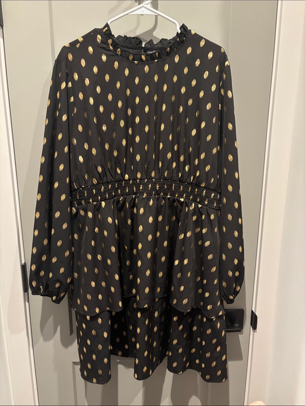SHEIN Black Dress with Gold Polka Dot Accents